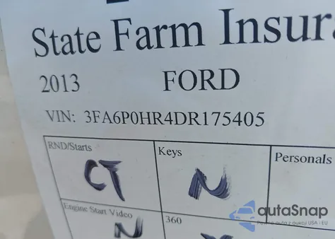 2013 Ford Fusion Se z USA, uszkodzony, nr VIN 3FA6P0HR4DR175405